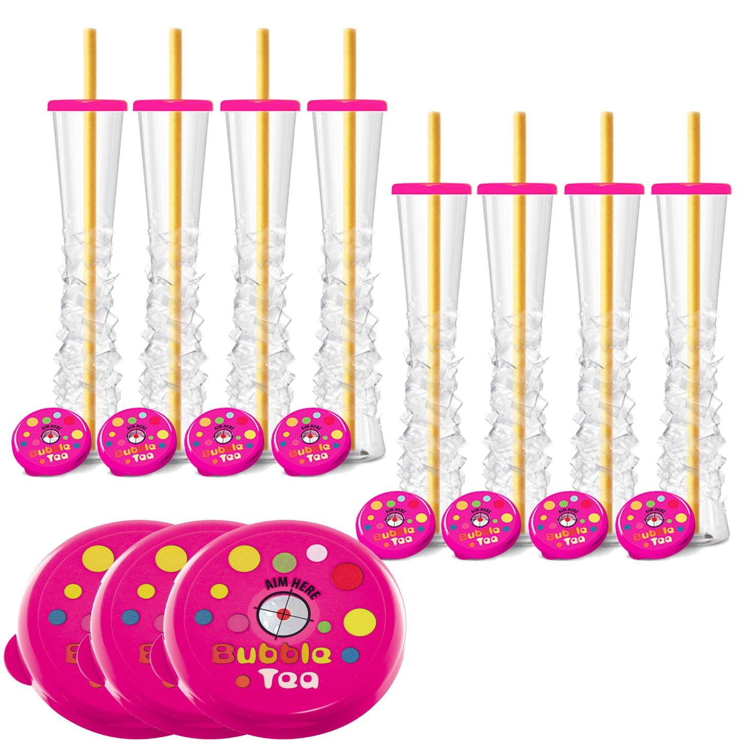 Bubble Tea Yard Cups (54 Cups with Lids and Straws) -17oz. (500ml)