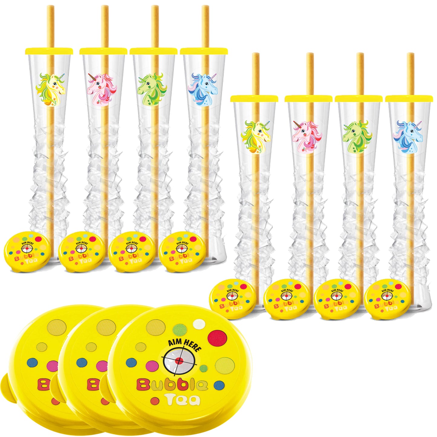Bubble Tea Yard Cups (54 Cups with Lids and Straws) -17oz. (500ml)