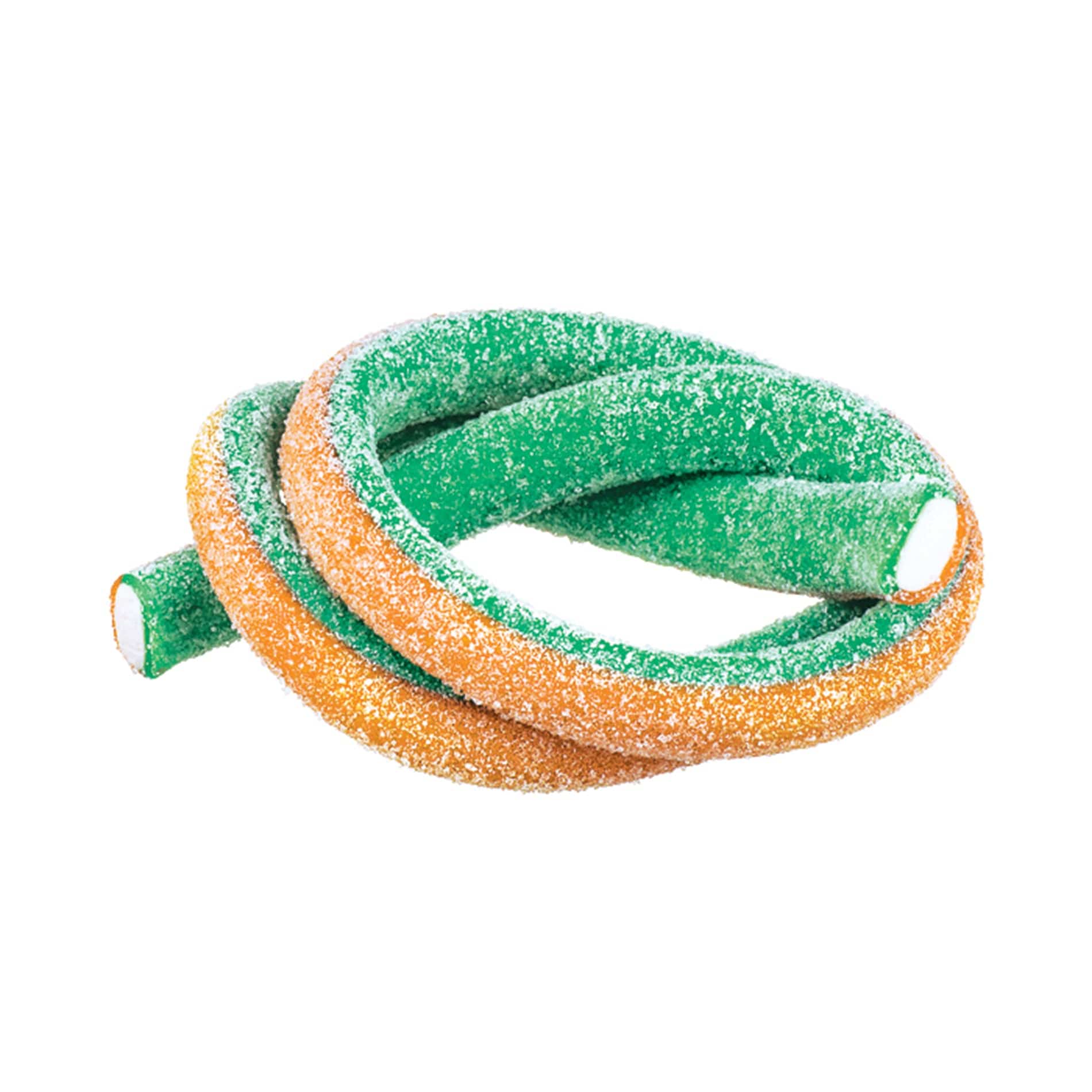 Meeega Cables Gummy Rope SOUR ORANGE LIME Copy of Meeega Cables European Chewy Rope Candy - Custom 12-Pack individually wrapped Meeega Cables, each over 2-feet long cups with lids and straws