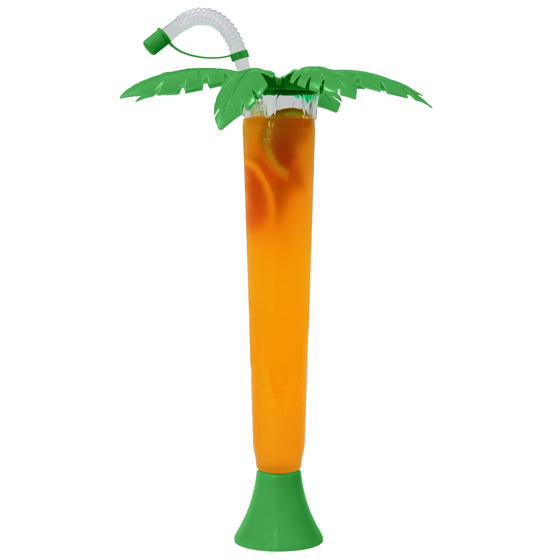 Sweet World USA Yard Cups 108 Palm Tree Luau Yard Cups (108 cups) - for Margaritas, Cold Drinks, Frozen Drinks, Kids Parties - 14 oz. (400 ml) - Green Palm cups with lids and straws