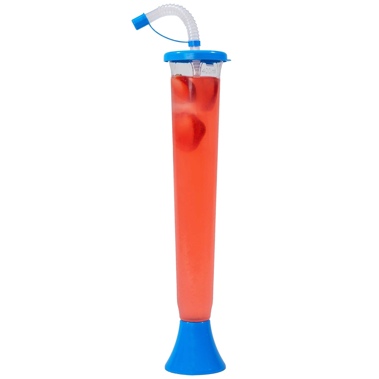 Sweet World USA Yard Cups (54 or 108 Cups) Yard Cups with BLUE Lids and Straws - 14oz - for Margaritas and Frozen Drinks cups with lids and straws