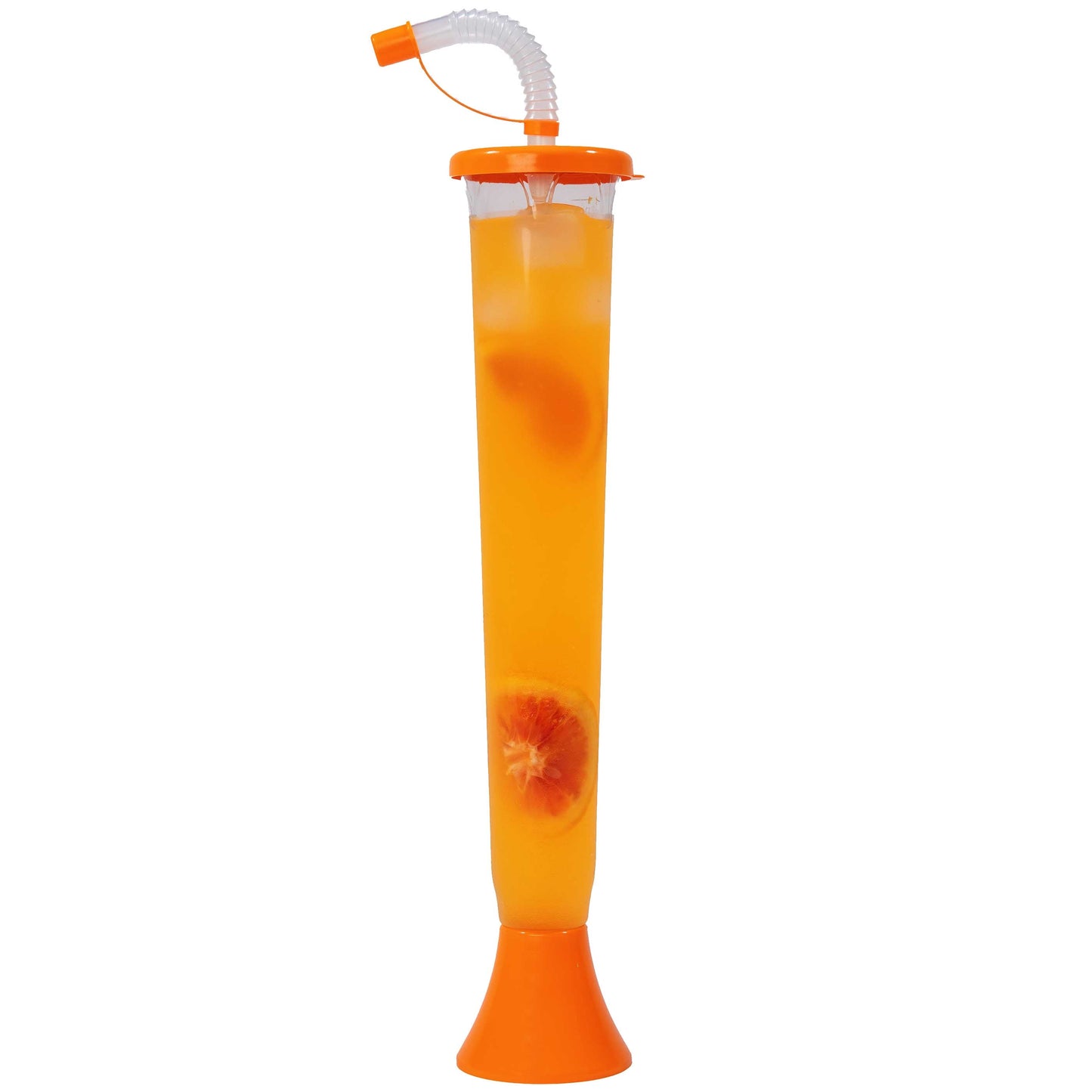 Sweet World USA Yard Cups (54 or 108 Cups) Yard Cups with ORANGE Lids and Straws - 14oz - for Margaritas and Frozen Drinks cups with lids and straws