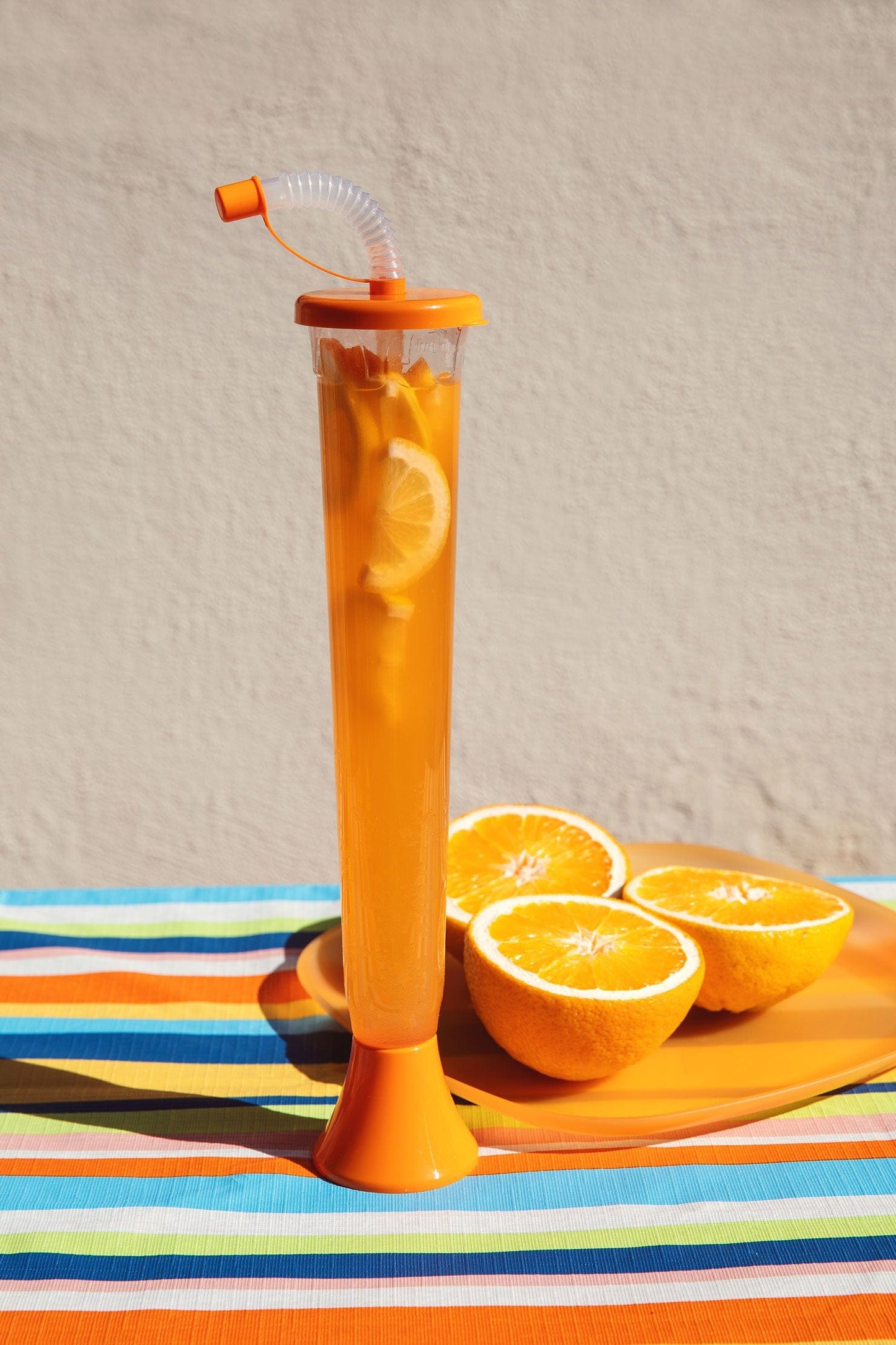 Sweet World USA Yard Cups (54 or 108 Cups) Yard Cups with ORANGE Lids and Straws - 14oz - for Margaritas and Frozen Drinks cups with lids and straws