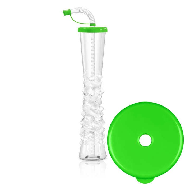 Sweet World USA Yard Cups Ice Yard Cups with LED Coasters (54 Cups - Lime Lids) - for Margaritas, Cold Drinks, Frozen Drinks, Kids Parties - 17 oz. (500 ml) cups with lids and straws