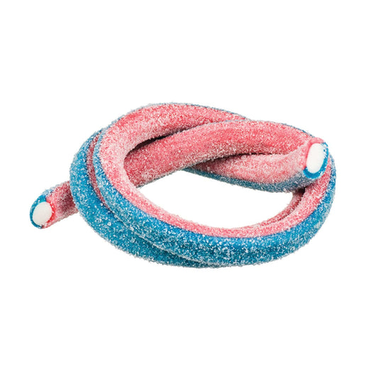 Meeega Cables Gummy Rope SOUR BLUEBERRY STRAWBERRY Copy of Meeega Cables European Chewy Rope Candy - Custom 12-Pack individually wrapped Meeega Cables, each over 2-feet long cups with lids and straws