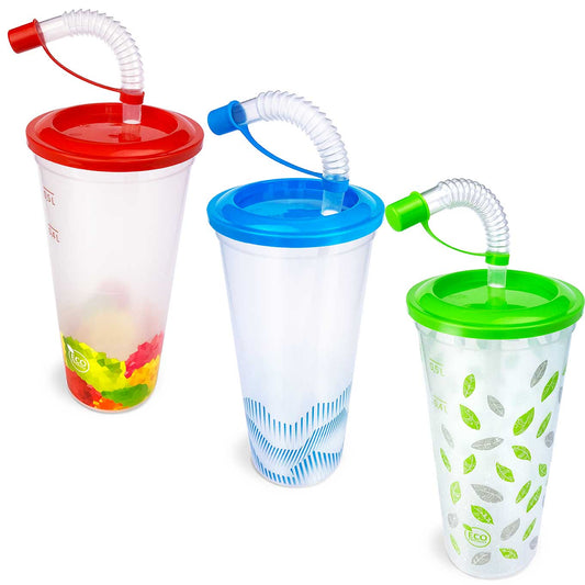 Sweet World USA Tumbler Cups Tumbler Cups Party Pack (100 cups) - (17oz./500ml.) cups with lids and straws