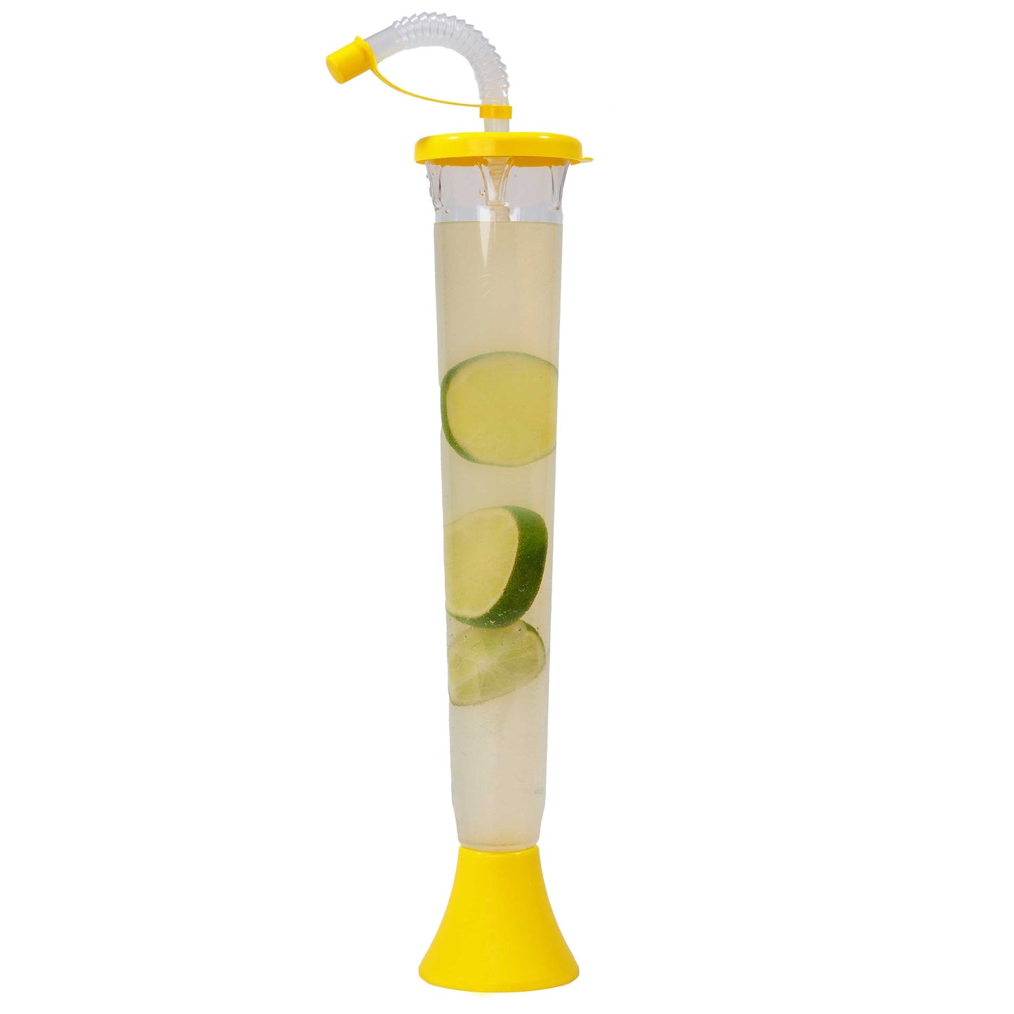 Sweet World USA Yard Cups (54 or 108 Cups) Yard Cups with YELLOW Lids and Straws - 14oz - for Margaritas and Frozen Drinks cups with lids and straws