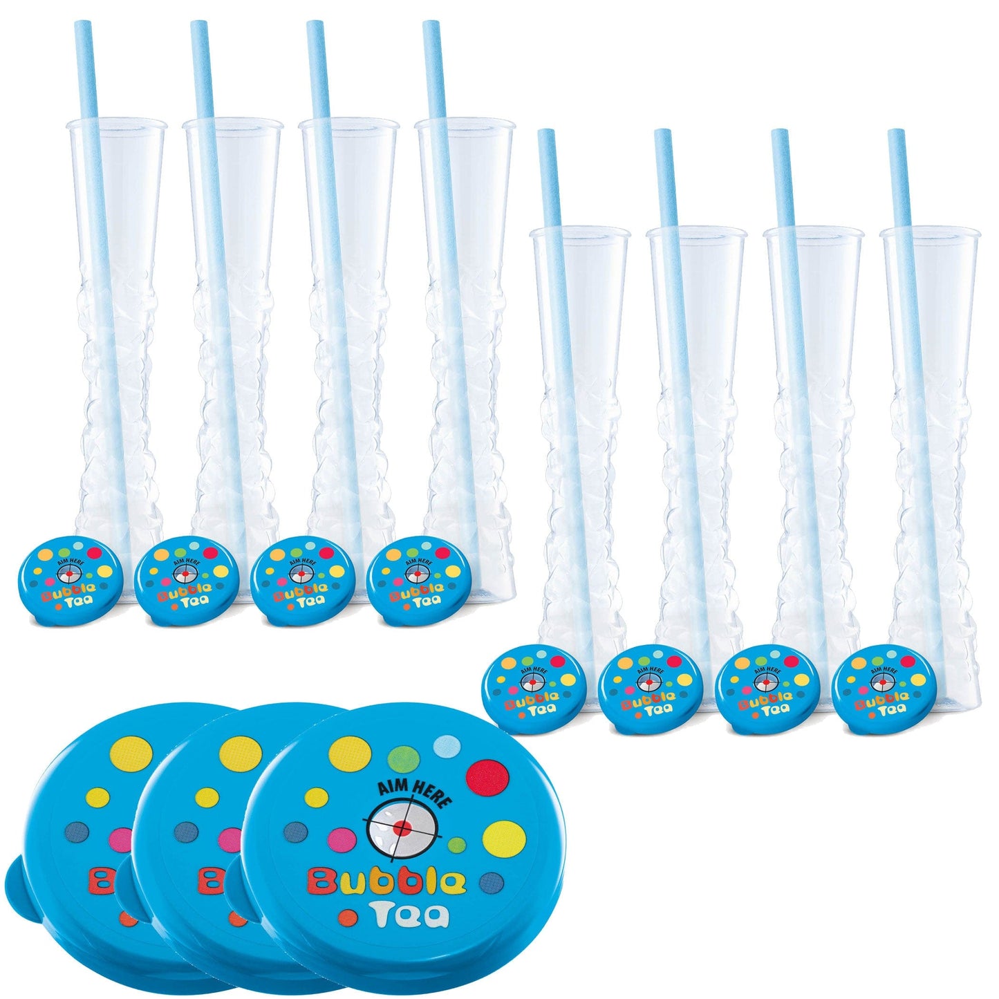 Sweet World USA Yard Cups Blue Bubble Tea Yard Cups (54 Cups with Straws) -17oz. (500ml) cups with lids and straws