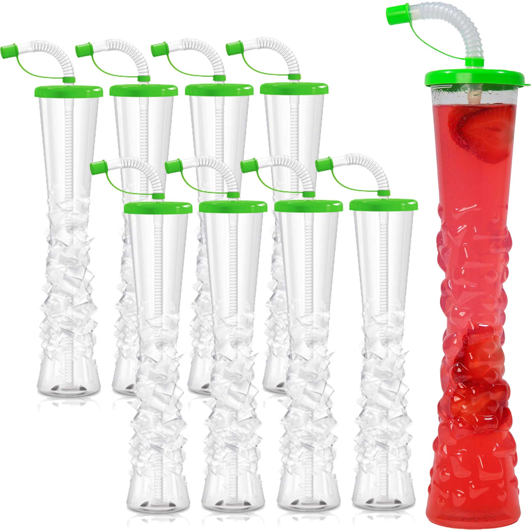 Sweet World USA Yard Cups Ice Yard Cups (54 Cups - Lime) - for Margaritas and Frozen Drinks, Kids Parties - 17oz. (500ml) cups with lids and straws