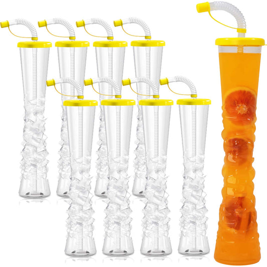 Sweet World USA Yard Cups Ice Yard Cups (54 Cups - Yellow) - for Margaritas and Frozen Drinks, Kids Parties - 17oz. (500ml) cups with lids and straws