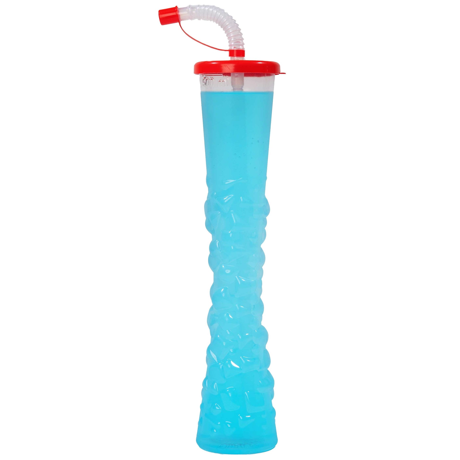 Sweet World USA Yard Cups Ice Yard Cups with LED Coasters (54 Cups - Red) - for Frozen Drinks, Kids Parties - 17oz. (500ml) cups with lids and straws