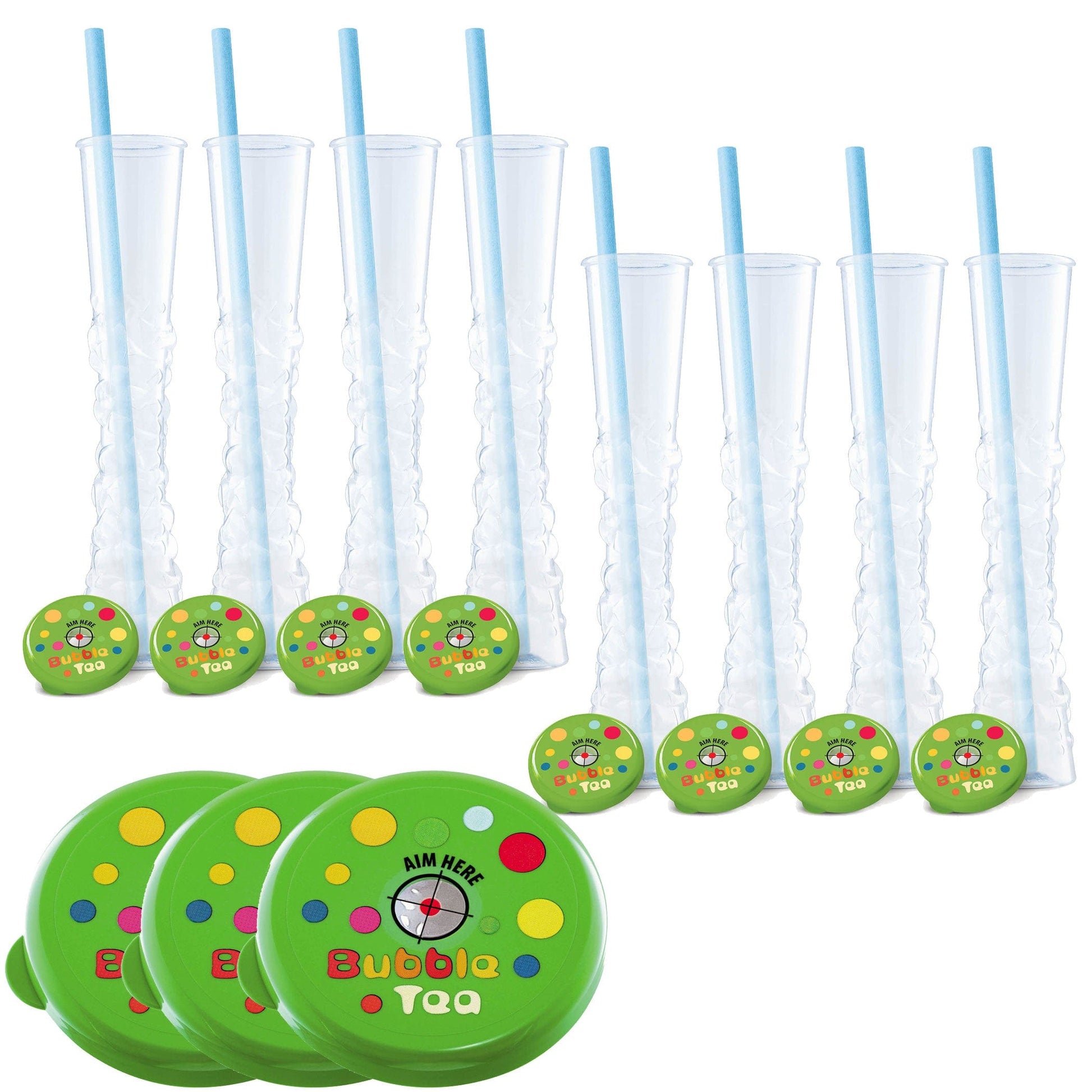 Sweet World USA Yard Cups Lime Green Bubble Tea Yard Cups (54 Cups with Straws) -17oz. (500ml) cups with lids and straws