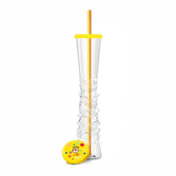 Sweet World USA Yard Cups Yellow Bubble Tea Yard Cups (54 Cups with Straws) -17oz. (500ml) cups with lids and straws