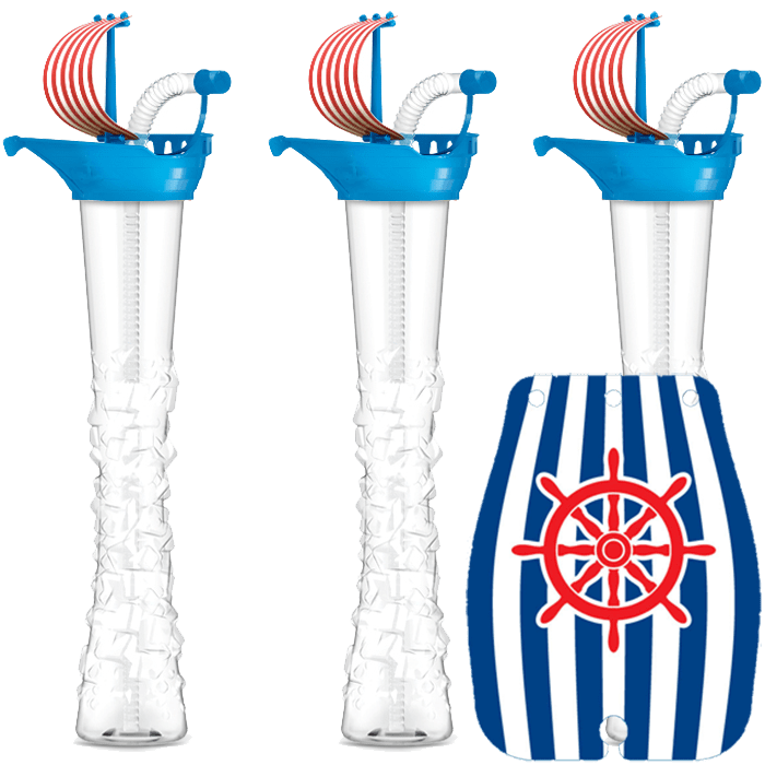 Sweet World USA Yard Cups Blue (54 Cups) Gasparilla Pirate Ship Cups - 17oz/500ml - for Cold or Frozen Drinks, Kids Parties - First it's a Cup, then it's a Toy cups with lids and straws
