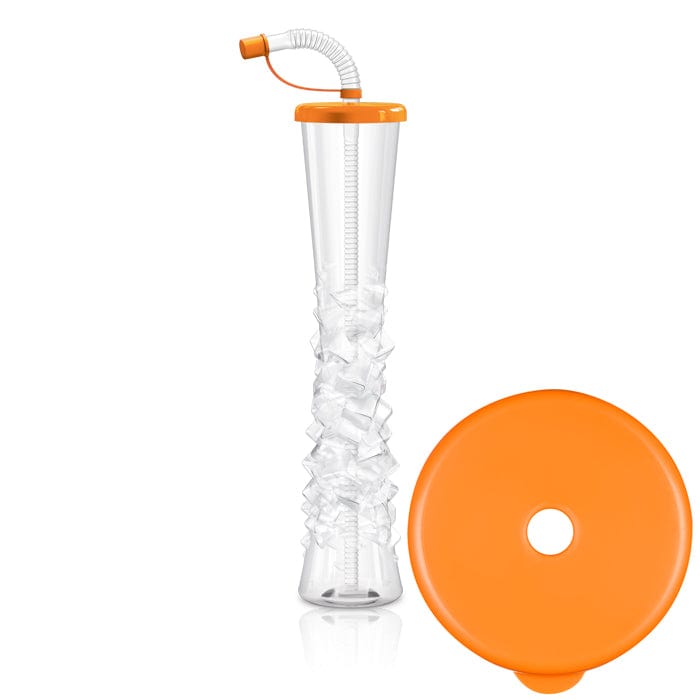 Sweet World USA Yard Cups Copy of Ice Yard Cups (54 Cups - Orange Lids) - for Margaritas, Cold Drinks, Frozen Drinks, Kids Parties - 17 oz. (500 ml) cups with lids and straws