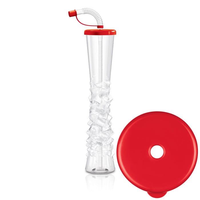 Sweet World USA Yard Cups Copy of Ice Yard Cups (54 Cups - Red Lids) - for Margaritas, Cold Drinks, Frozen Drinks, Kids Parties - 17 oz. (500 ml) cups with lids and straws