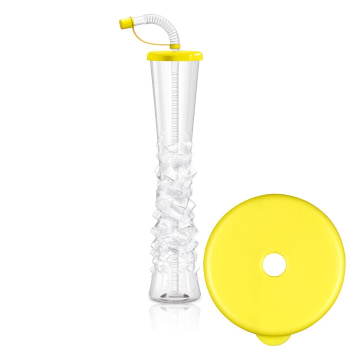 Sweet World USA Yard Cups Copy of Ice Yard Cups (54 Cups - Yellow Lids) - for Margaritas, Cold Drinks, Frozen Drinks, Kids Parties - 17 oz. (500 ml) cups with lids and straws
