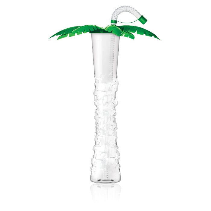 Sweet World USA Yard Cups Copy of Palm Tree Yard Cup - 17 oz. (Box of 54 Cups) - clear cup with Green Palm Lids and Straws cups with lids and straws