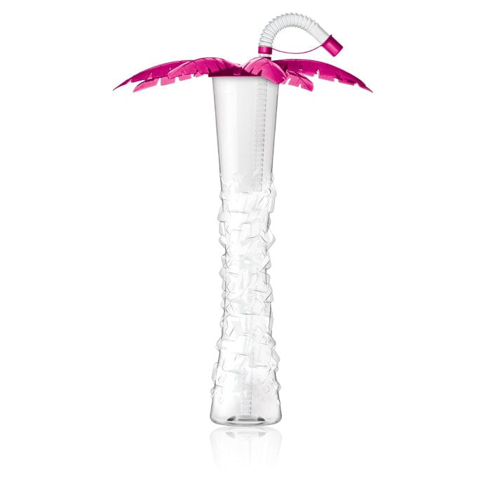 Sweet World USA Yard Cups Copy of Palm Tree Yard Cup - 17 oz. (Box of 54 Cups) - clear cup with Pink Palm Lids and Straws cups with lids and straws