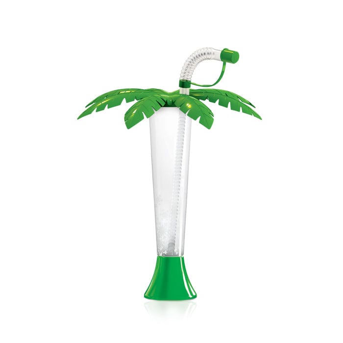 Sweet World USA Yard Cups Palm Cup Palm Tree Luau Yard Cups (108 cups) - for Margaritas, Cold Drinks, Frozen Drinks, Kids Parties - 9 oz. (250 ml) - Green cups with lids and straws